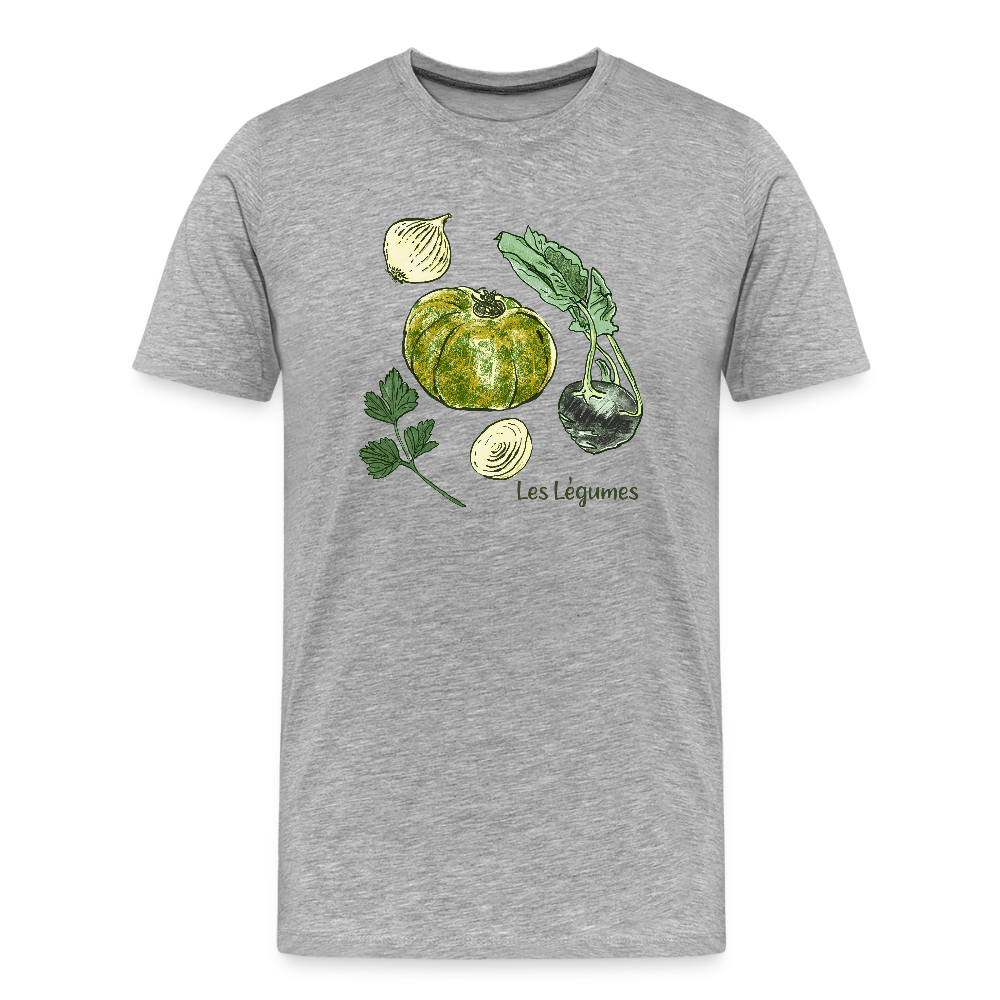 Männer Premium Bio T-Shirt - “Gemüse Collection Print” - Grau meliert