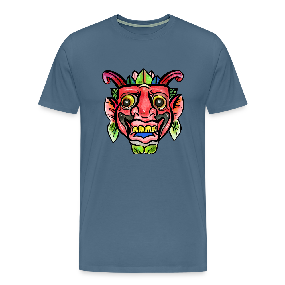 Männer Premium T-Shirt "Bunte Maske" - Blaugrau