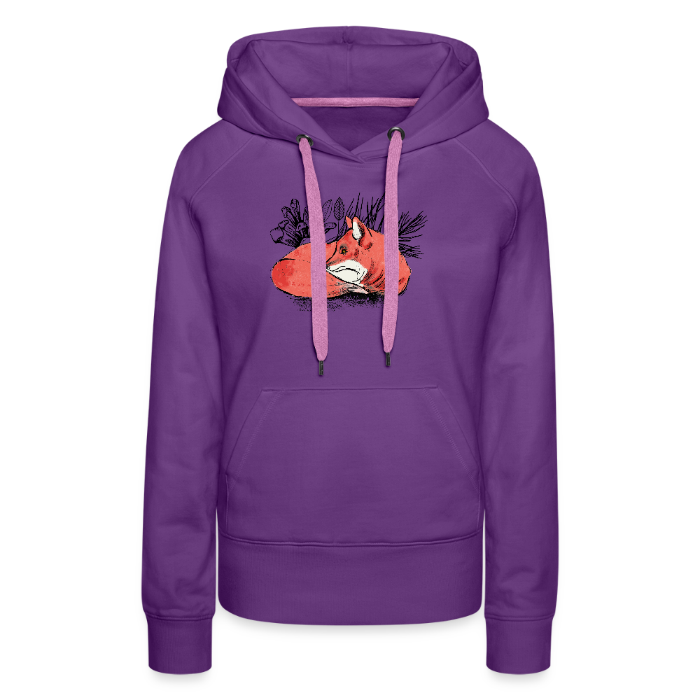 Frauen Premium Hoodie - "Ruhender Fuchs" - Purple