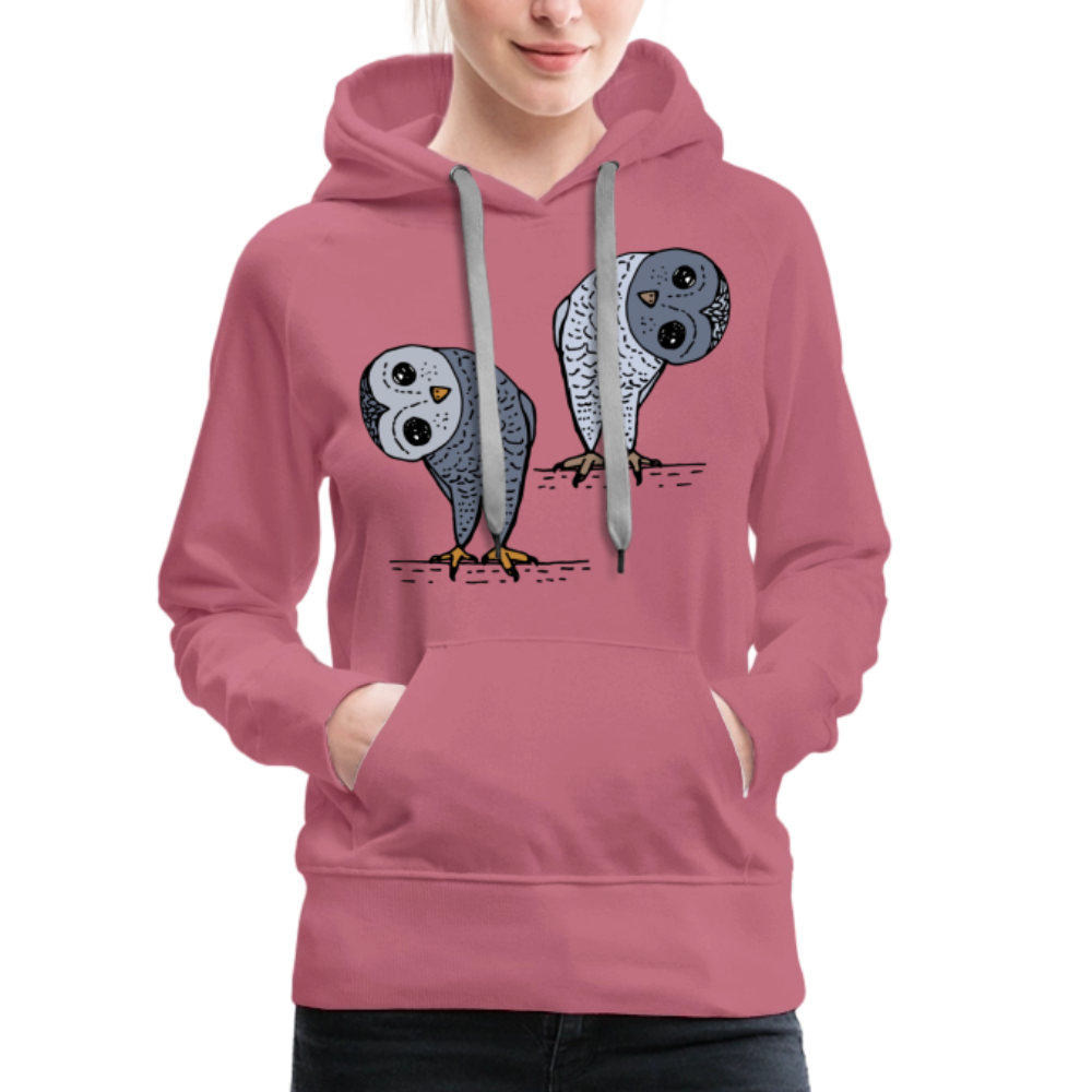 Frauen Premium Hoodie - Staunende Eulen - Malve