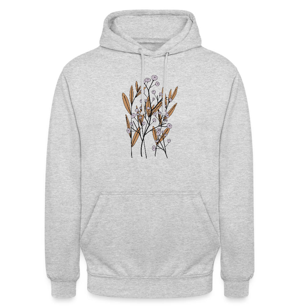 Unisex Hoodie "Hygge Herbstgras" - Hellgrau meliert