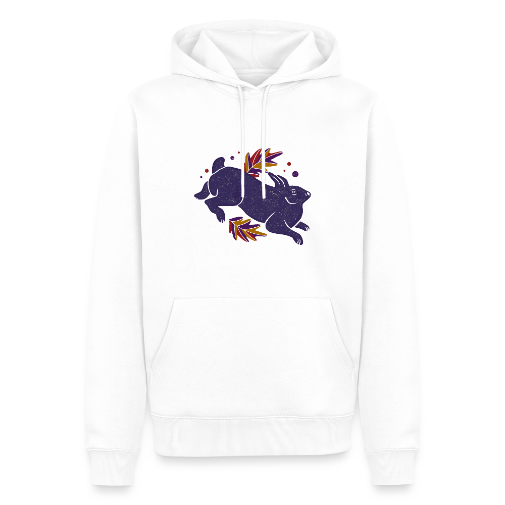 Men’s Premium Hoodie "Hase im Laub" - Weiß