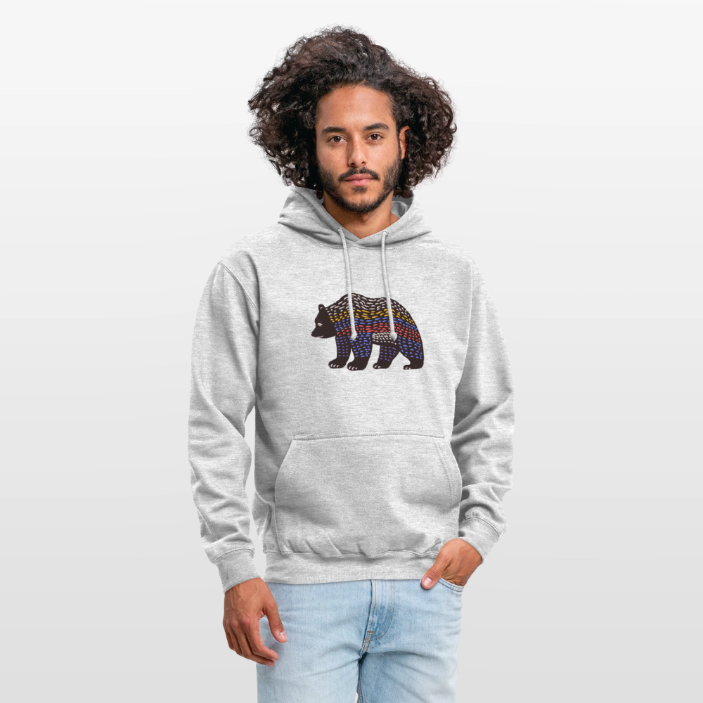 Unisex Hoodie "Bunter Grizzly" - Hellgrau meliert