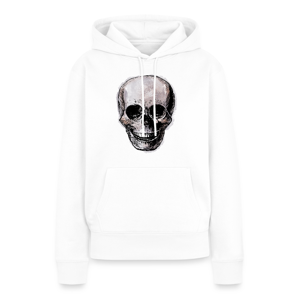 Frauen Premium Hoodie - "Totenkopf in Tinte" - Weiß