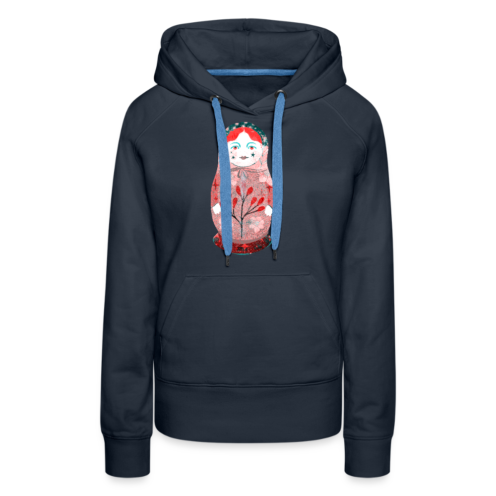Frauen Premium Hoodie - “Retroprint Matroschka in Rot” - Navy