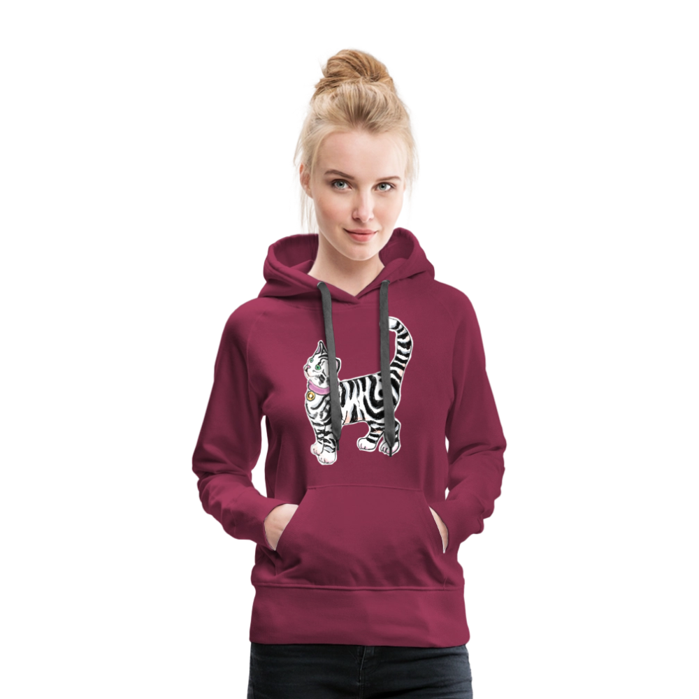 Frauen Premium Hoodie - “Getigerte Katze” - Bordeaux