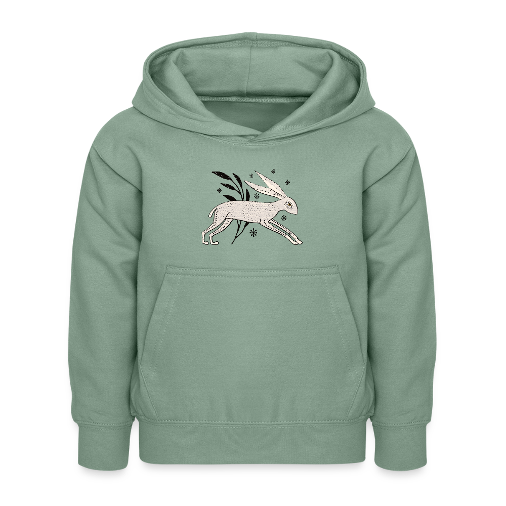 Kinder Hoodie "Winterhase" - Graugrün