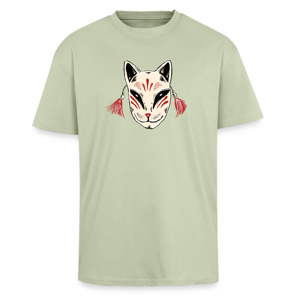 Heavy Oversize T-Shirt - “Japanische Maske” - Leichtes Salbeigrün