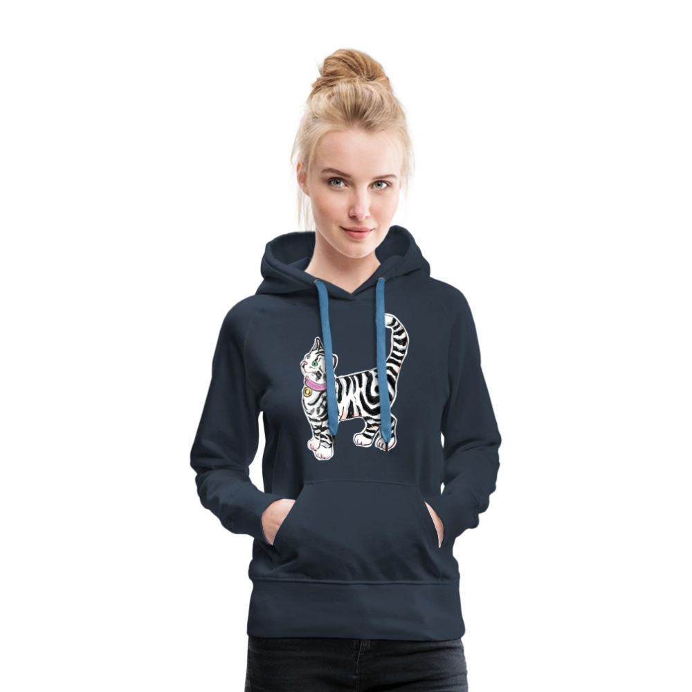 Frauen Premium Hoodie - “Getigerte Katze” - Navy