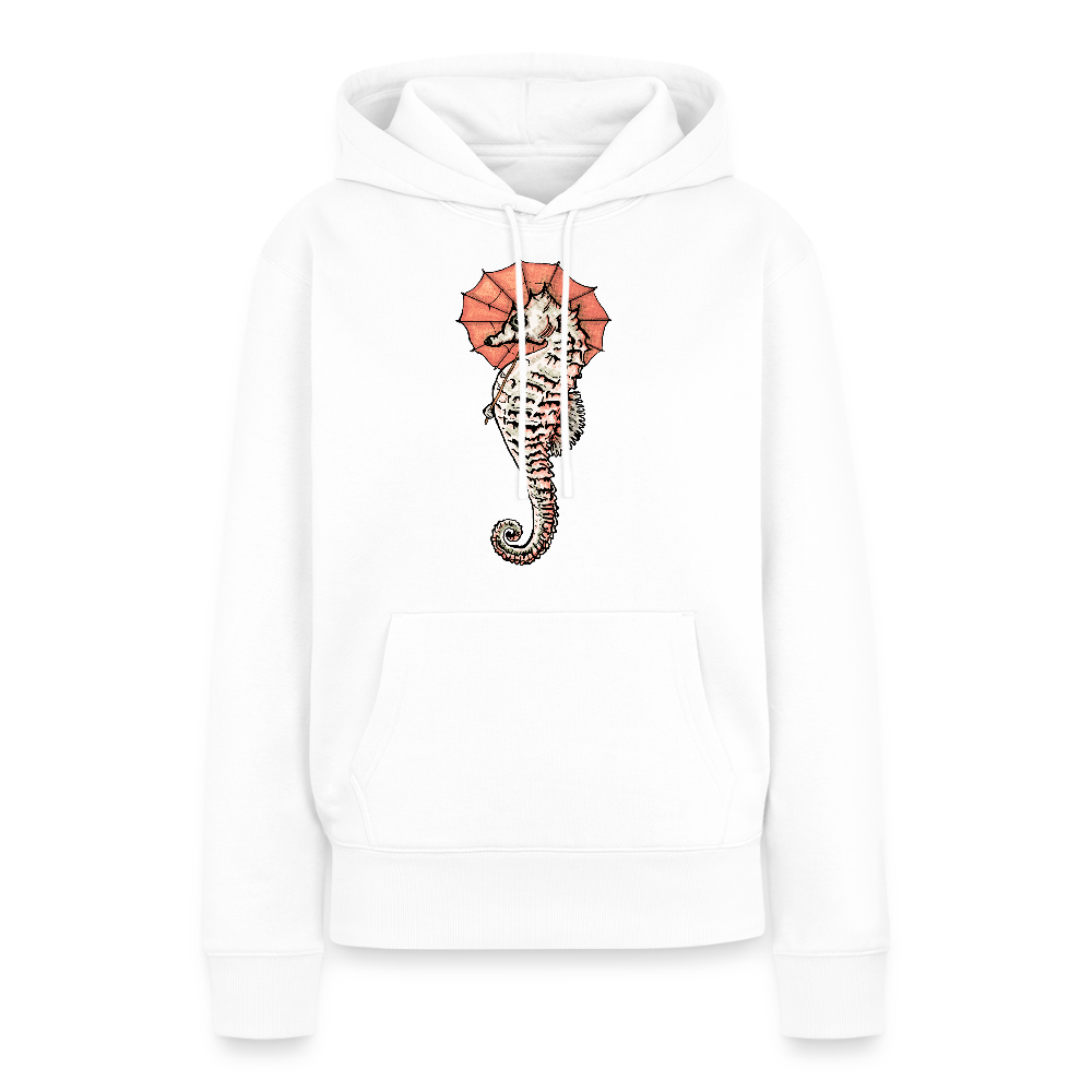Frauen Premium Hoodie - "Seepferdchen Mandarin" - Weiß