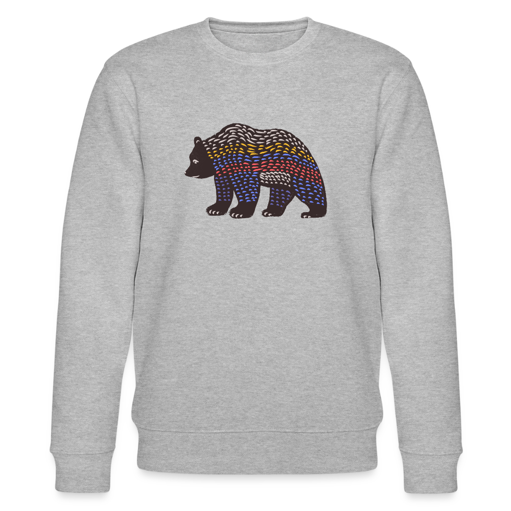 Männer Bio-Sweatshirt - "Bunter Grizzly" - Grau meliert