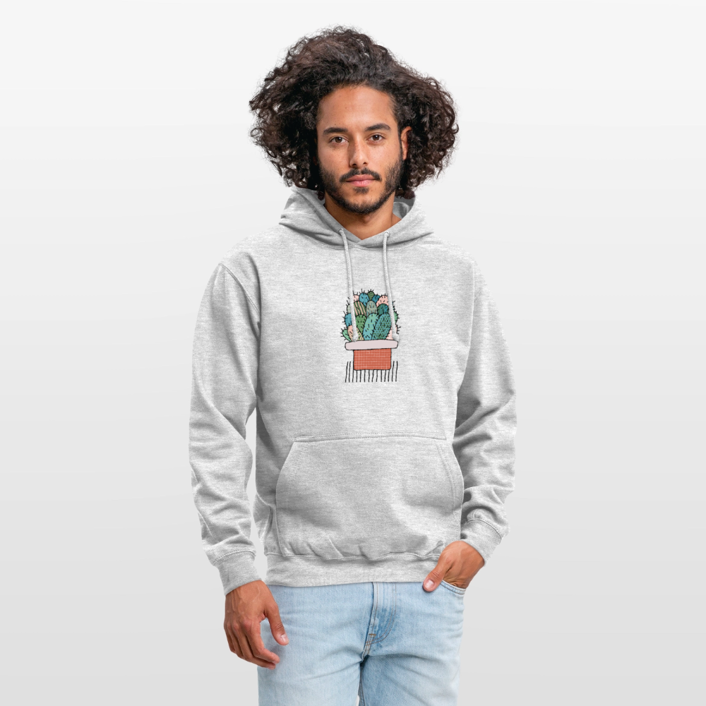 Unisex Hoodie "Kaktus in Terracotta" - Hellgrau meliert