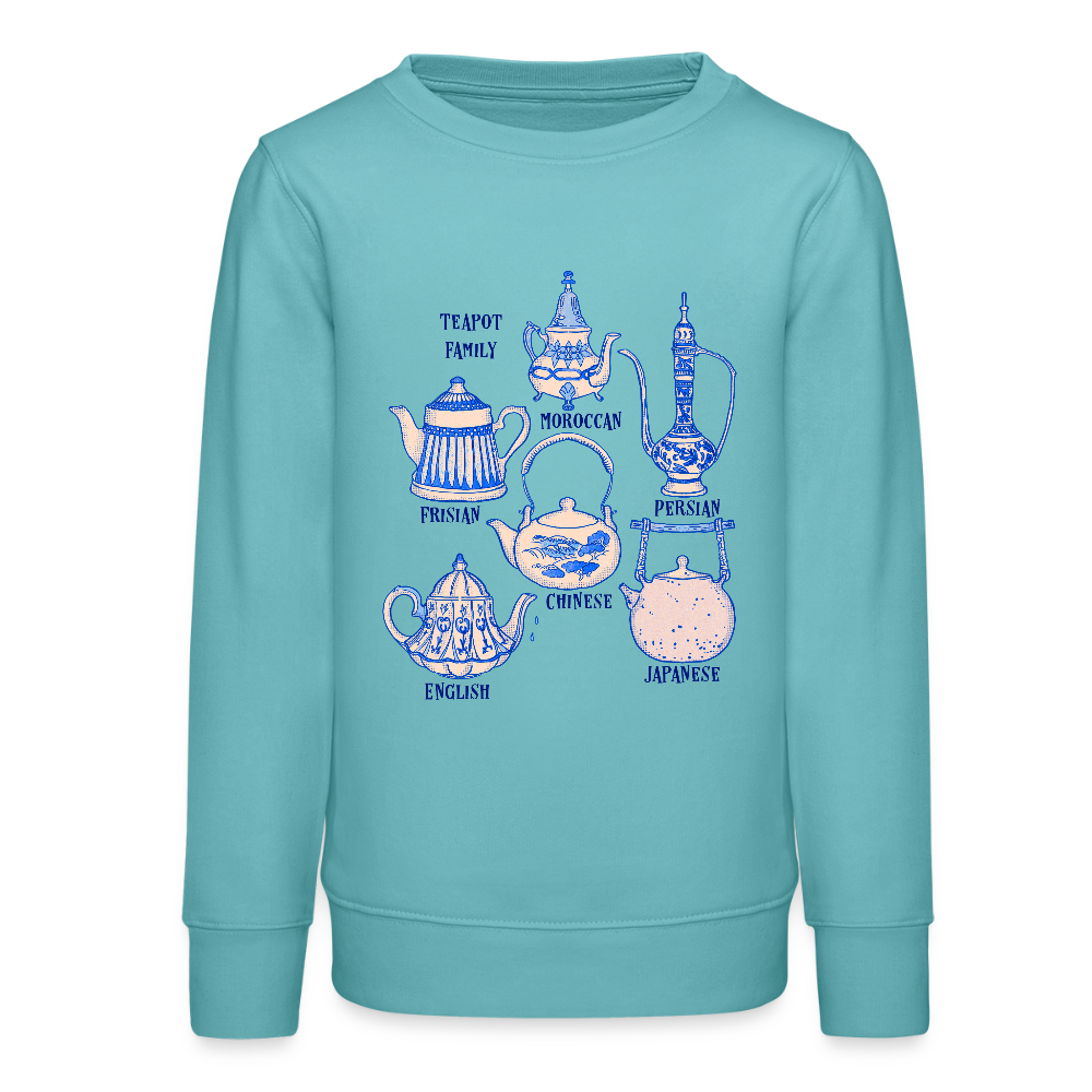 Bio Teenager Sweatshirt - “So Many Teapots” - Pastelltürkis