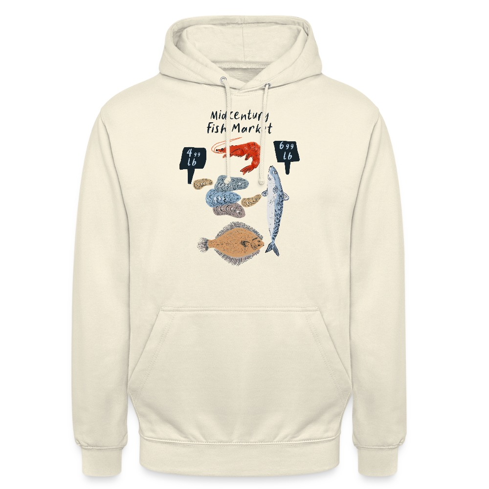 Unisex Hoodie - “Midcentury Fish Market” - Vanille-Milchshake