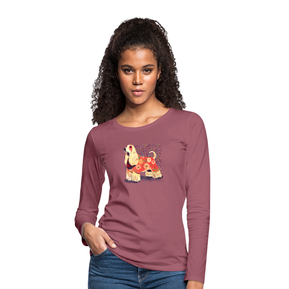 Frauen Premium Langarmshirt - “Dog Figurine” - Malve
