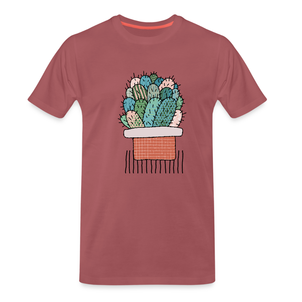 Männer Premium T-Shirt - "Kaktus in Terracotta" - washed Burgundy