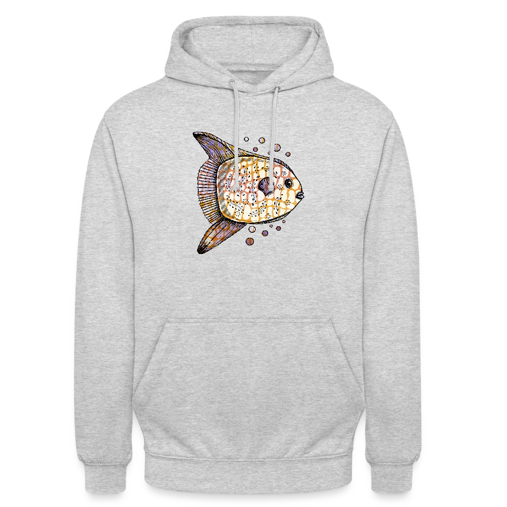 Unisex Hoodie "Fantastischer Mondfisch" - Hellgrau meliert
