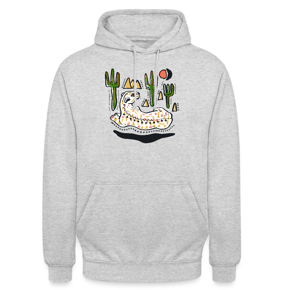 Unisex Hoodie - “Folkart Jaguar” - Hellgrau meliert