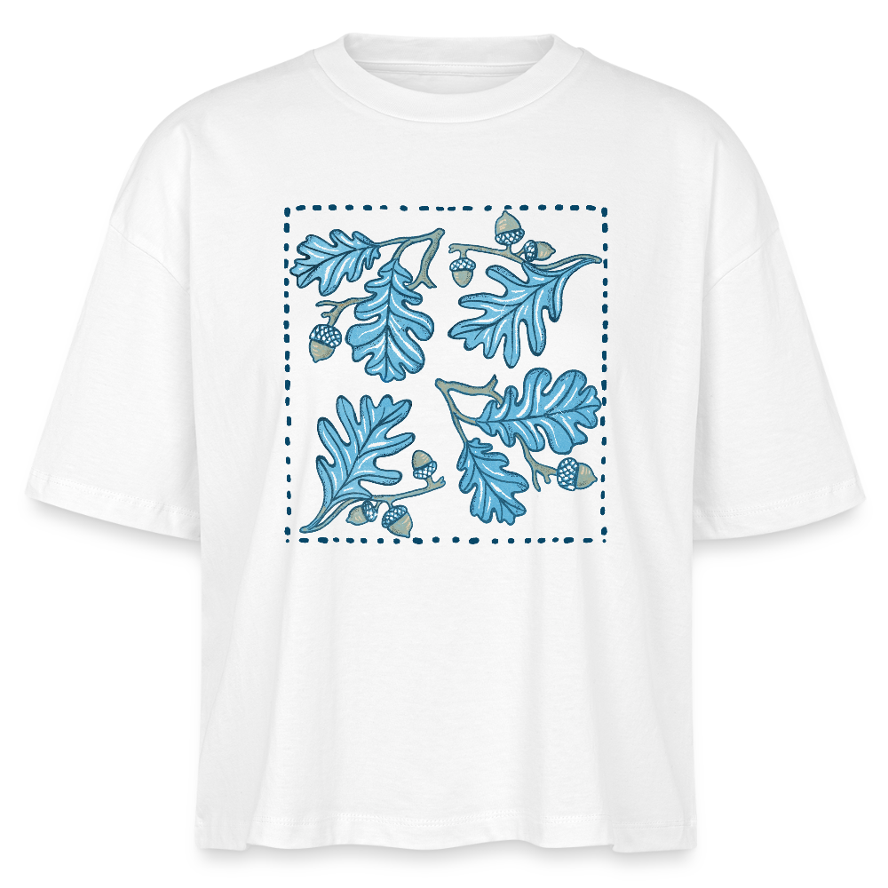 Women’s Boxy Organic T-Shirt - “Eichenblatt” - Weiß