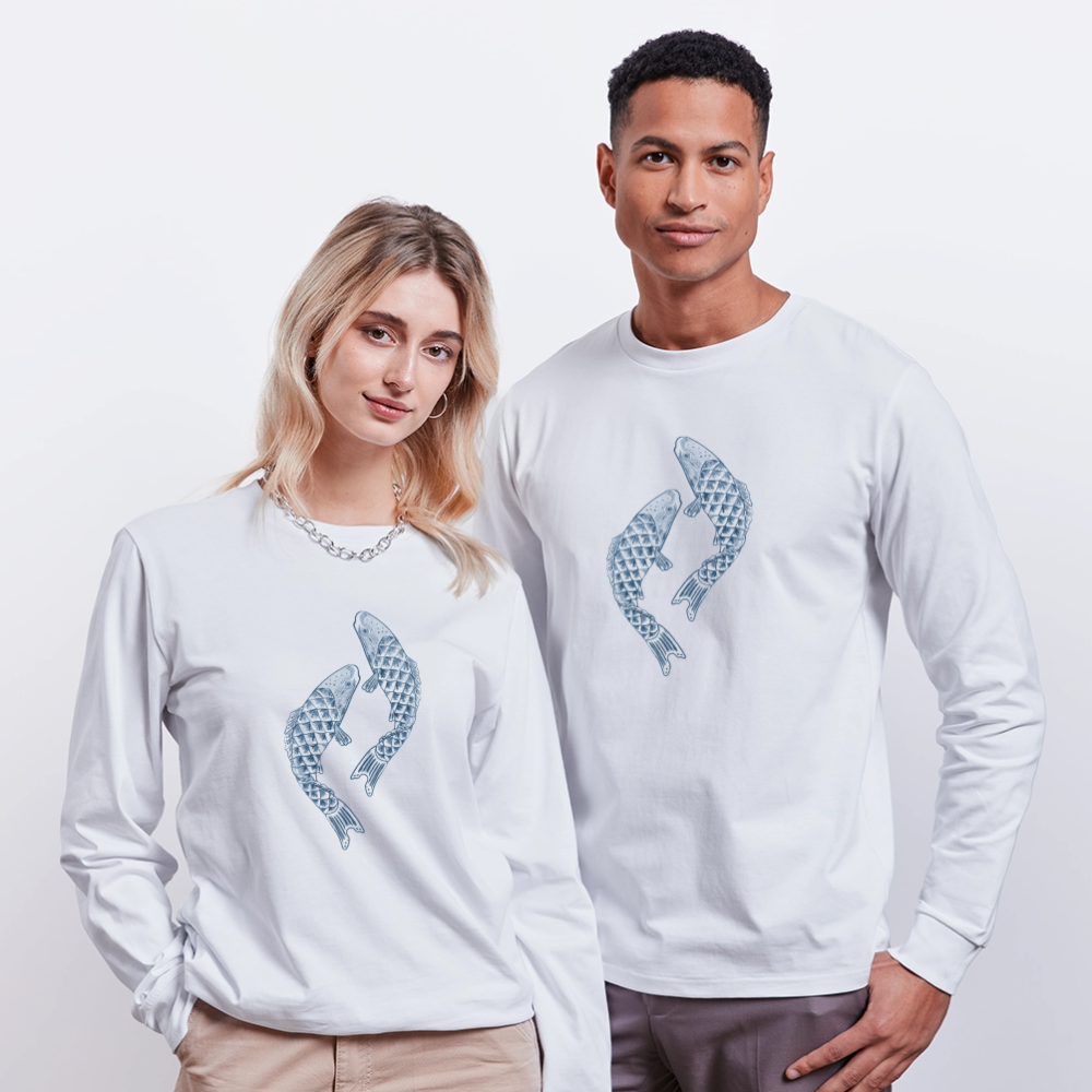 Stanley/Stella Unisex Bio-Langarmshirt - “Blaue Kois” - Weiß