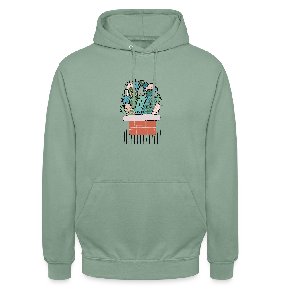 Unisex Hoodie "Kaktus in Terracotta" - Graugrün