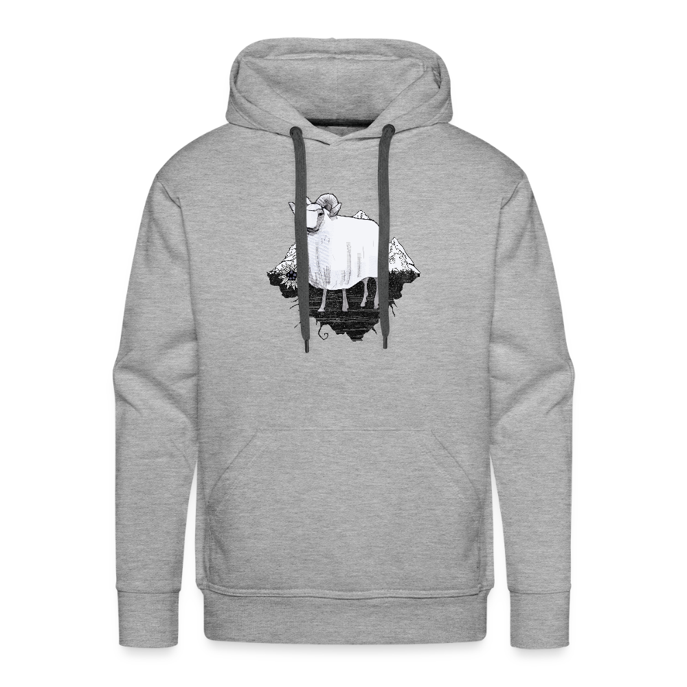 Men’s Premium Hoodie "Schaf in den Bergen" - Grau meliert
