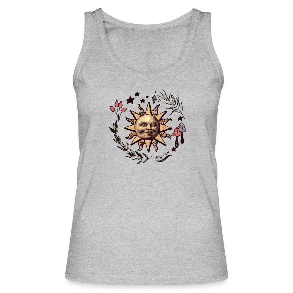 Frauen Bio Tank Top - “Cottagecore_Die Sonne lacht” - Grau meliert