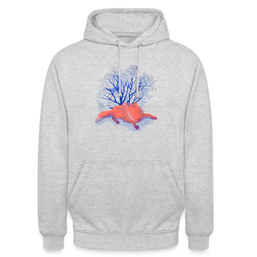 Unisex Hoodie - “Monsieur Fuchs und der Mond” - Hellgrau meliert