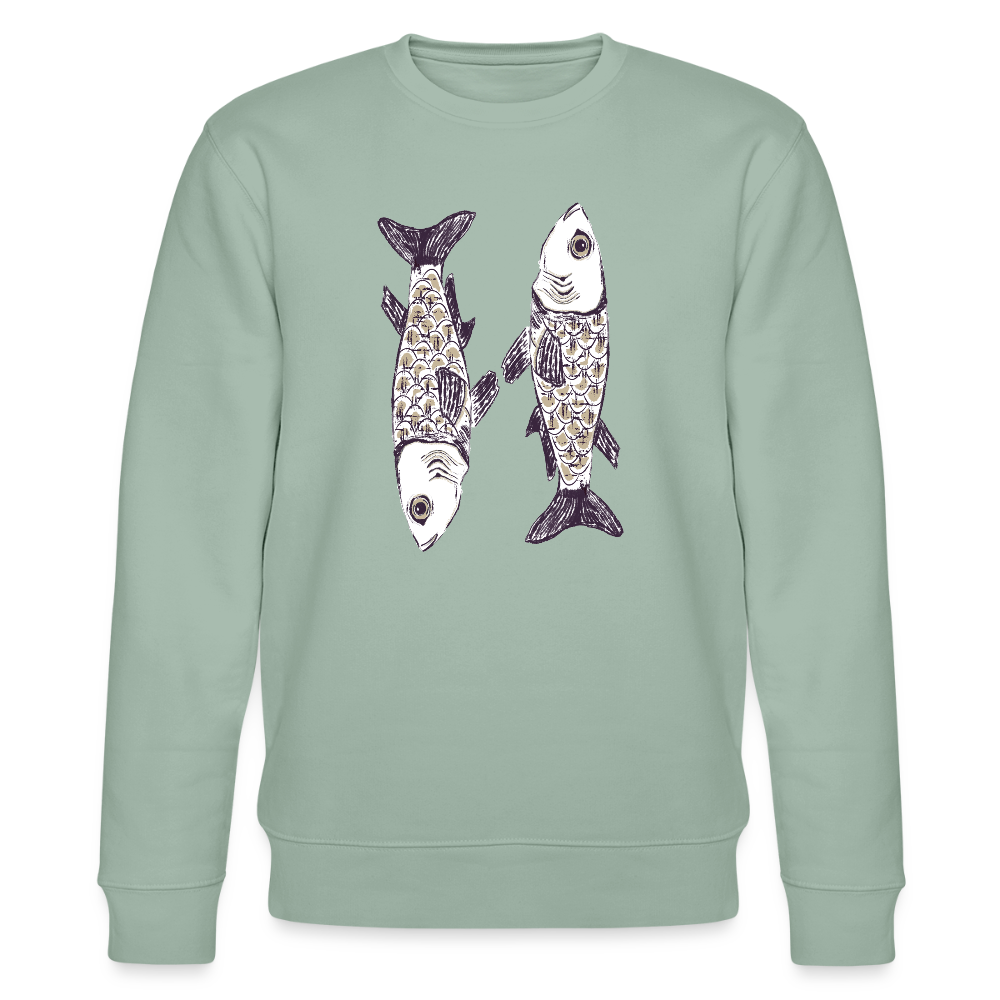 Stanley/Stella Unisex Bio-Sweatshirt - “Zwei Sardinen” - Helles Graugrün