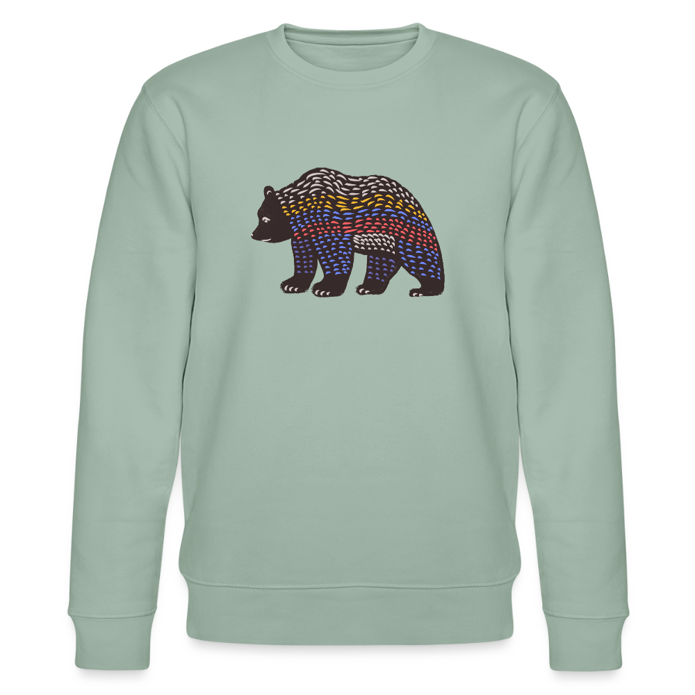Männer Bio-Sweatshirt - "Bunter Grizzly" - Helles Graugrün