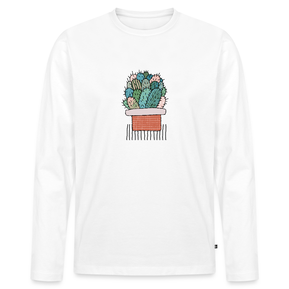 Männer Premium Langarmshirt - "Kaktus in Terracotta" - Weiß