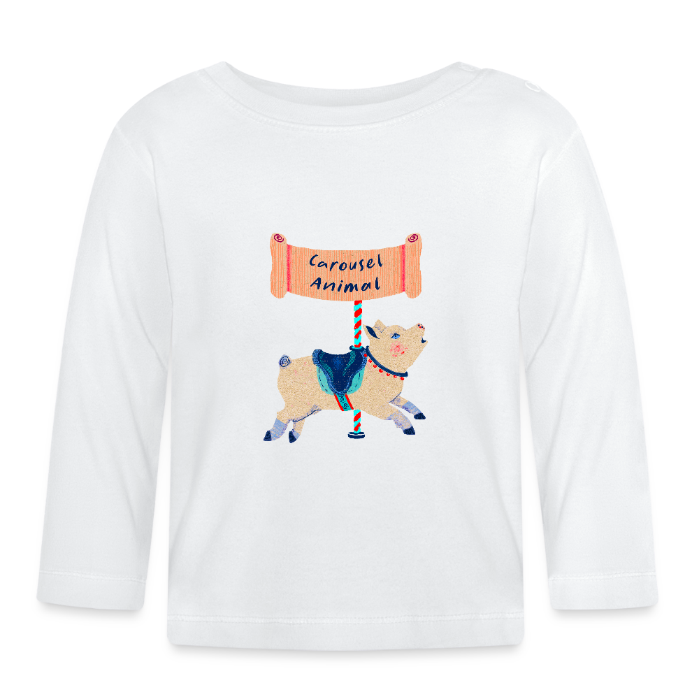 Baby Langarmshirt - “Carousel Animal” - Weiß