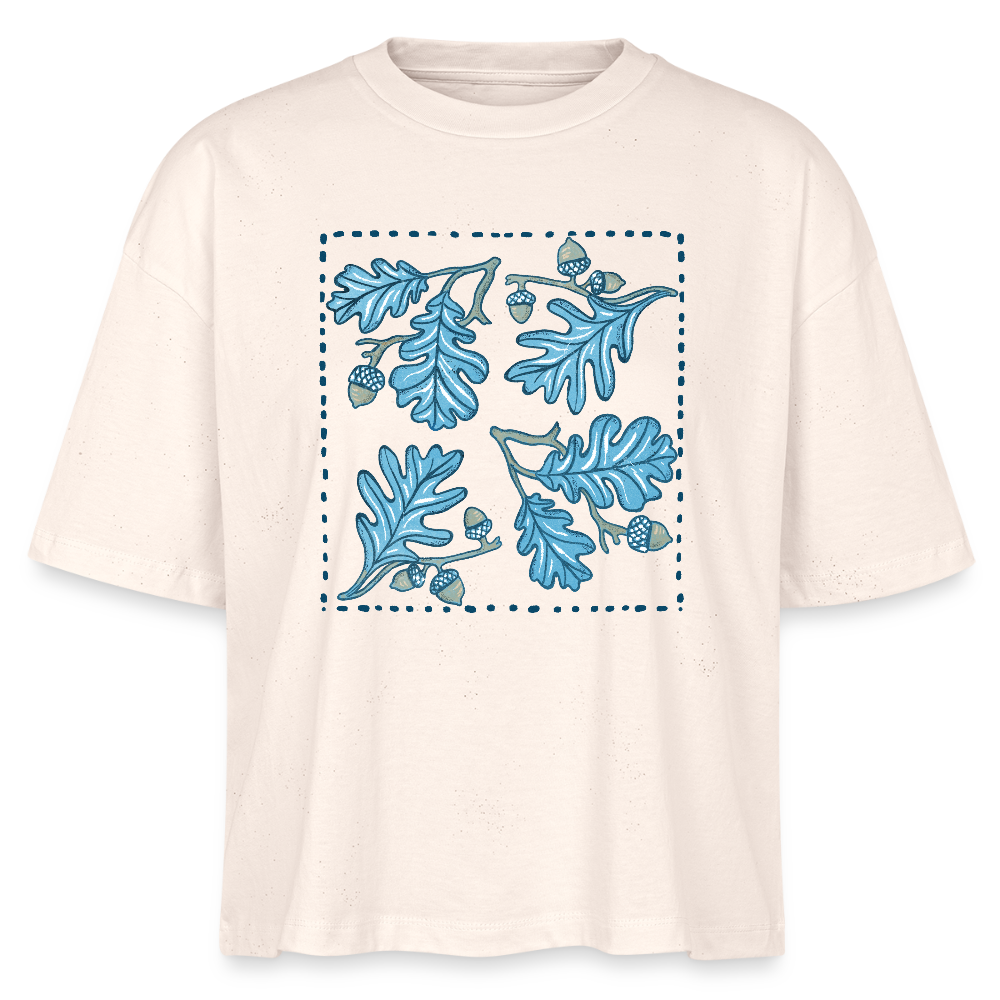 Women’s Boxy Organic T-Shirt - “Eichenblatt” - Weißgrau