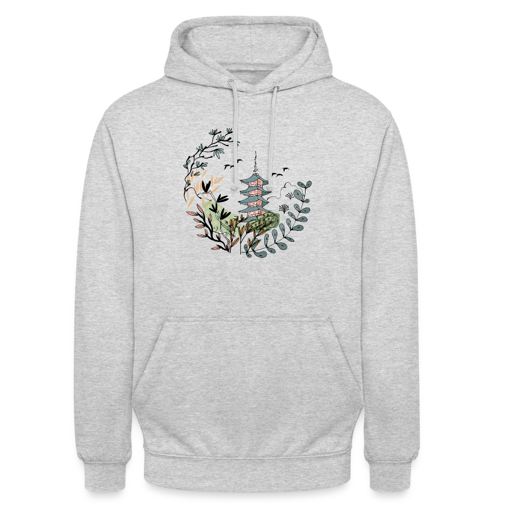 Unisex Hoodie - Happy in Japan - Hellgrau meliert