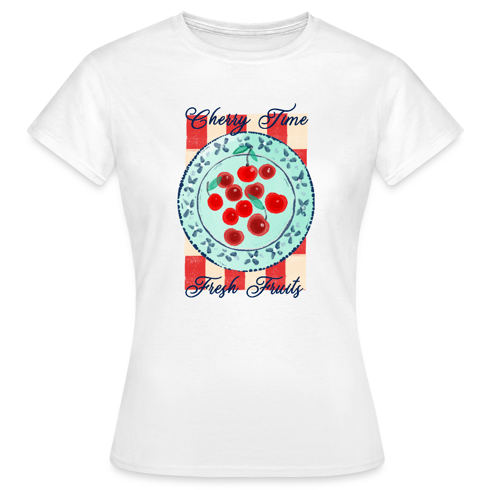 Frauen T-Shirt - “Kirschenzeit” - Weiß
