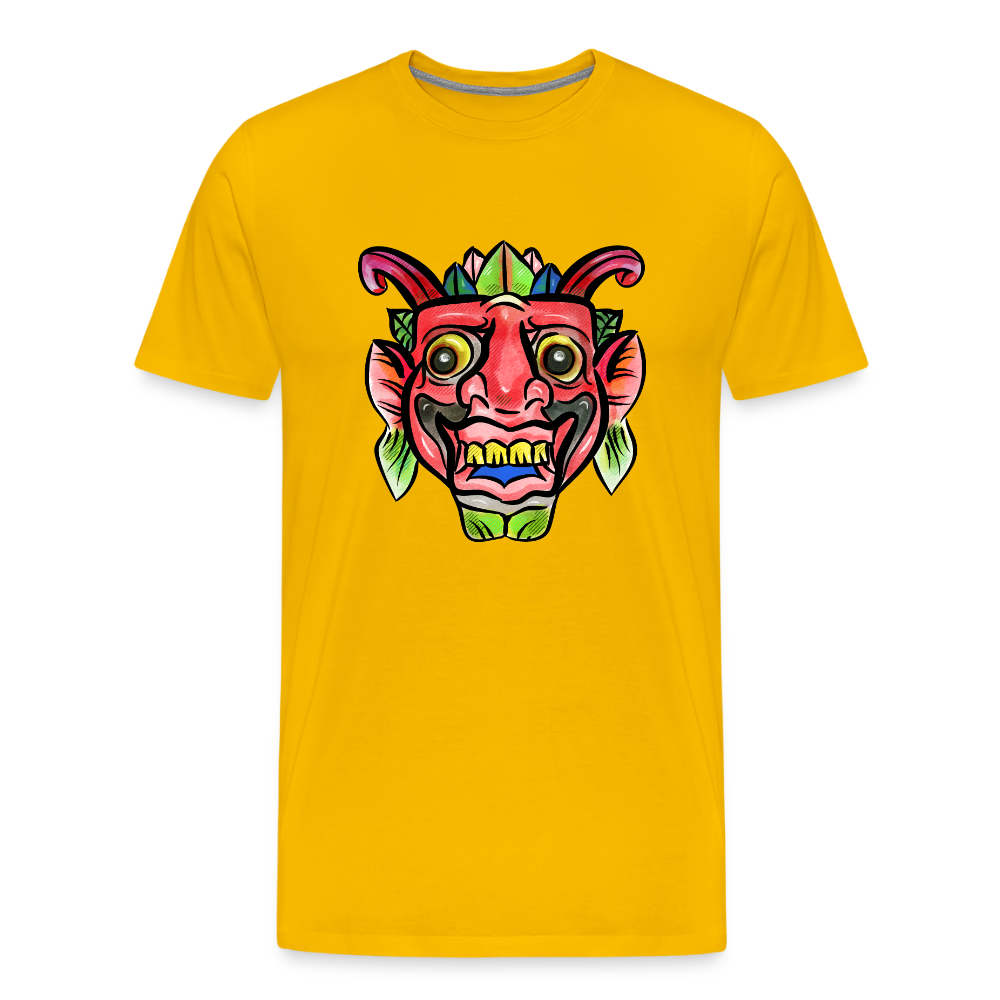 Männer Premium T-Shirt "Bunte Maske" - Sonnengelb