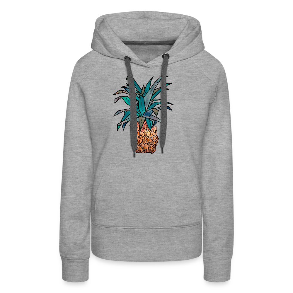 Frauen Premium Hoodie "Ananas Bronze" - Grau meliert