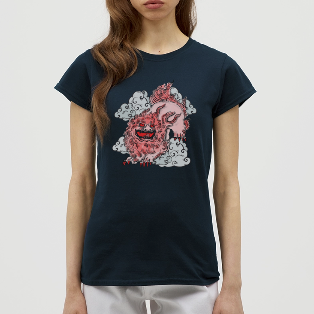 Frauen T-Shirt - “Fu Dog” - Navy