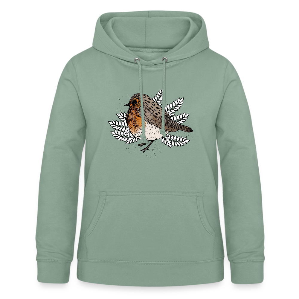 Frauen Kapuzenpullover "Rotkehlchen" - Graugrün