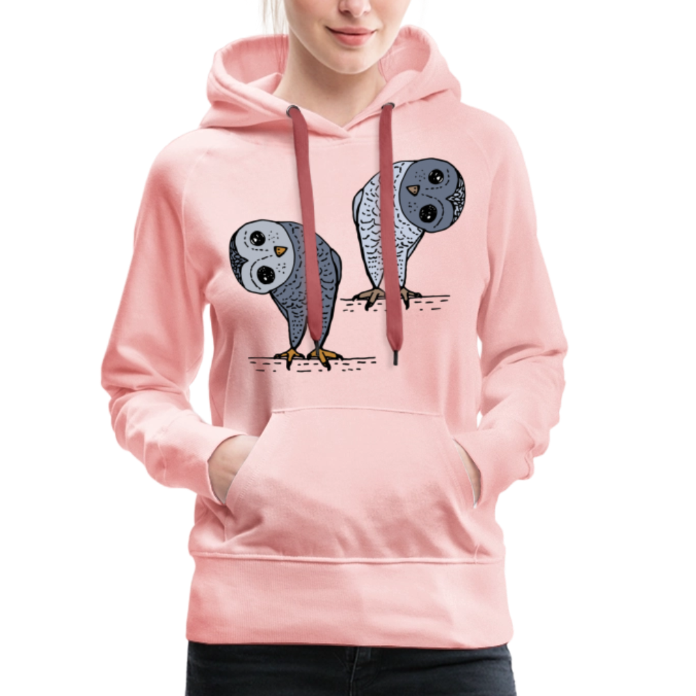 Frauen Premium Hoodie - Staunende Eulen - Kristallrosa