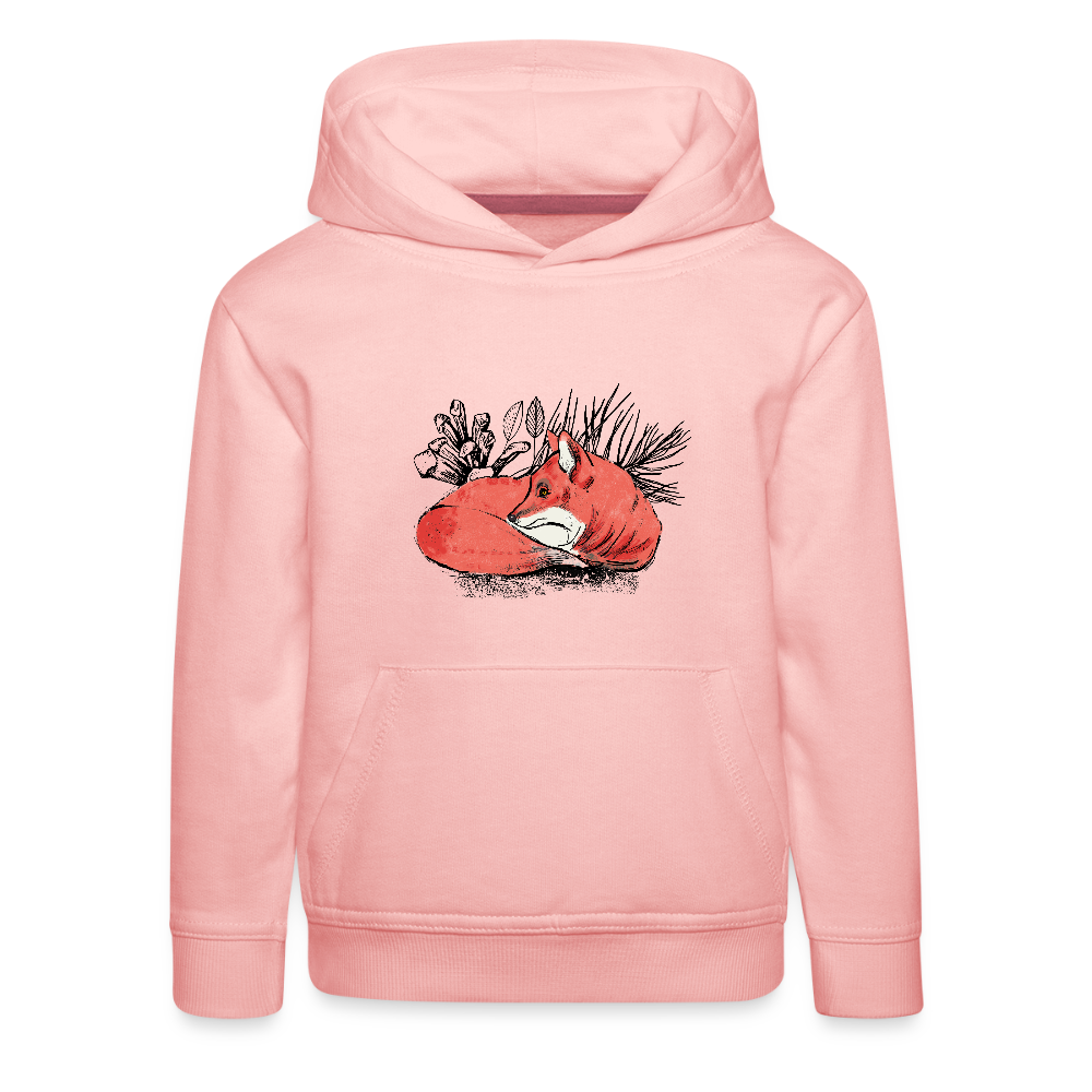 Kinder Premium Hoodie - "Ruhender Fuchs" - Kristallrosa
