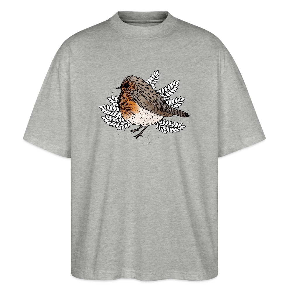 Stanley/Stella Oversized Unisex Bio T-Shirt - "Rotkehlchen" - Grau meliert