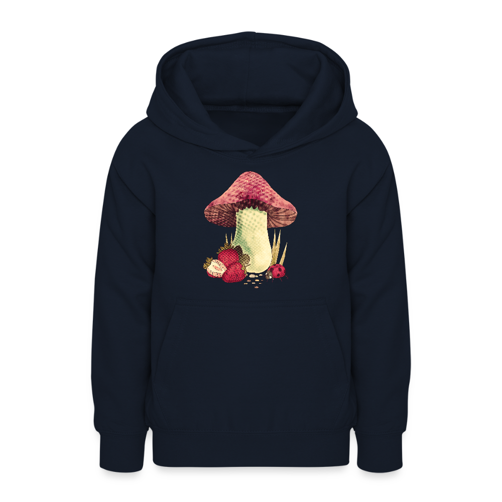 Teenager Hoodie - Cottagecore_Pilz und Erdbeeren - Navy