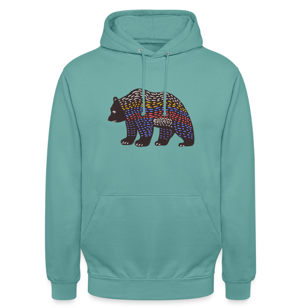 Unisex Hoodie "Bunter Grizzly" - Pastelltürkis