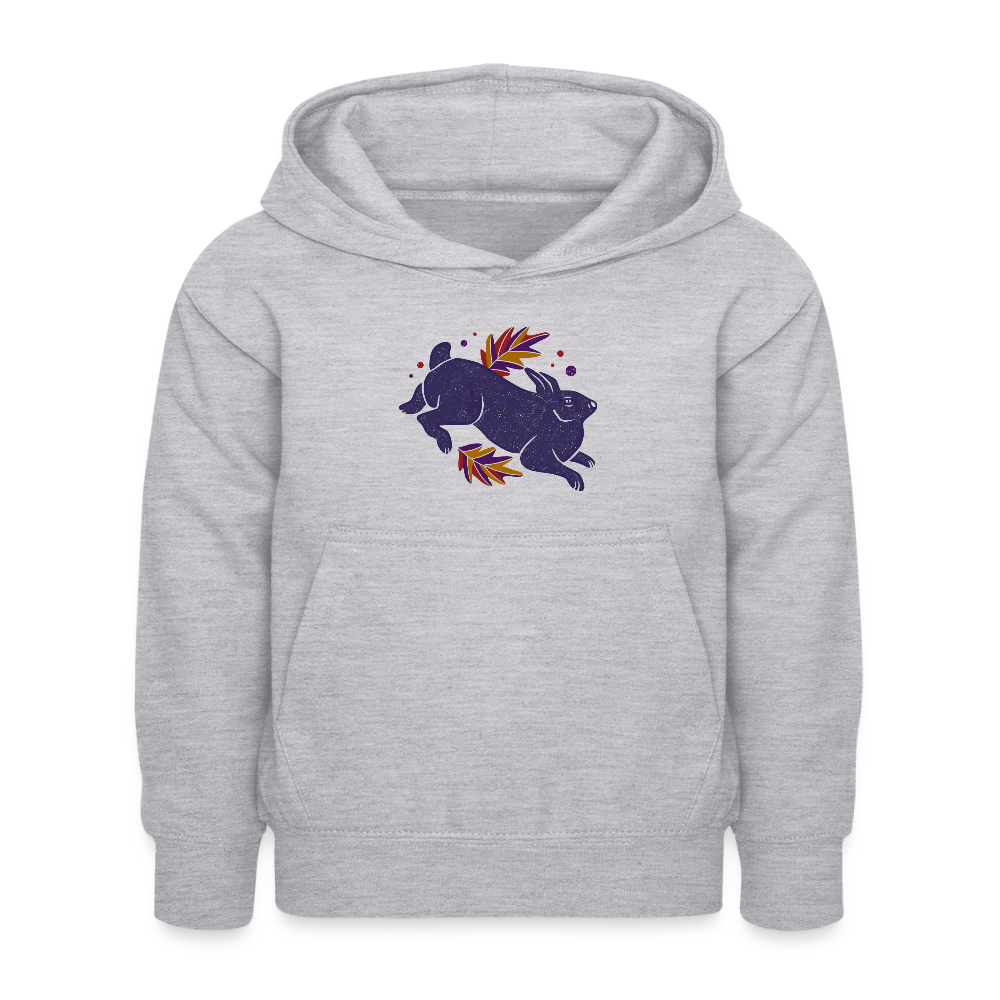 Kinder Hoodie "Hase im Laub" - Hellgrau meliert