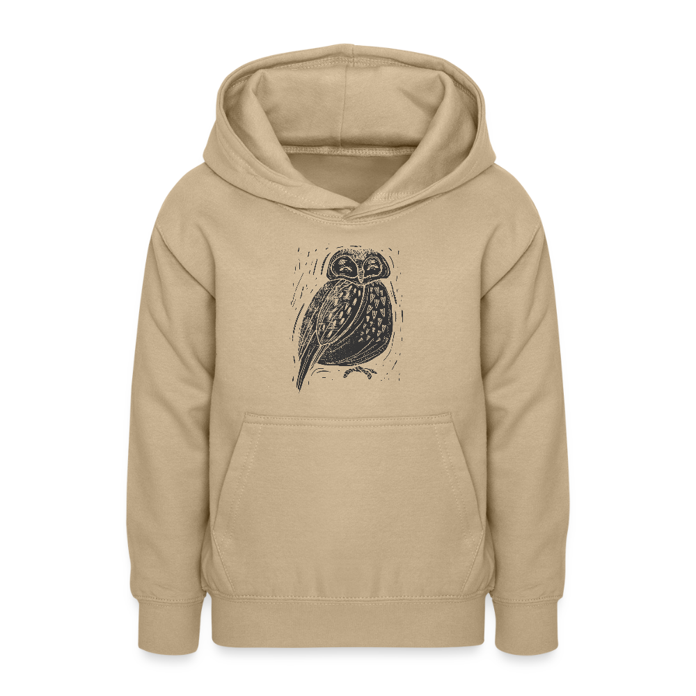 Teenager Hoodie - "Graue Eule" - Sand