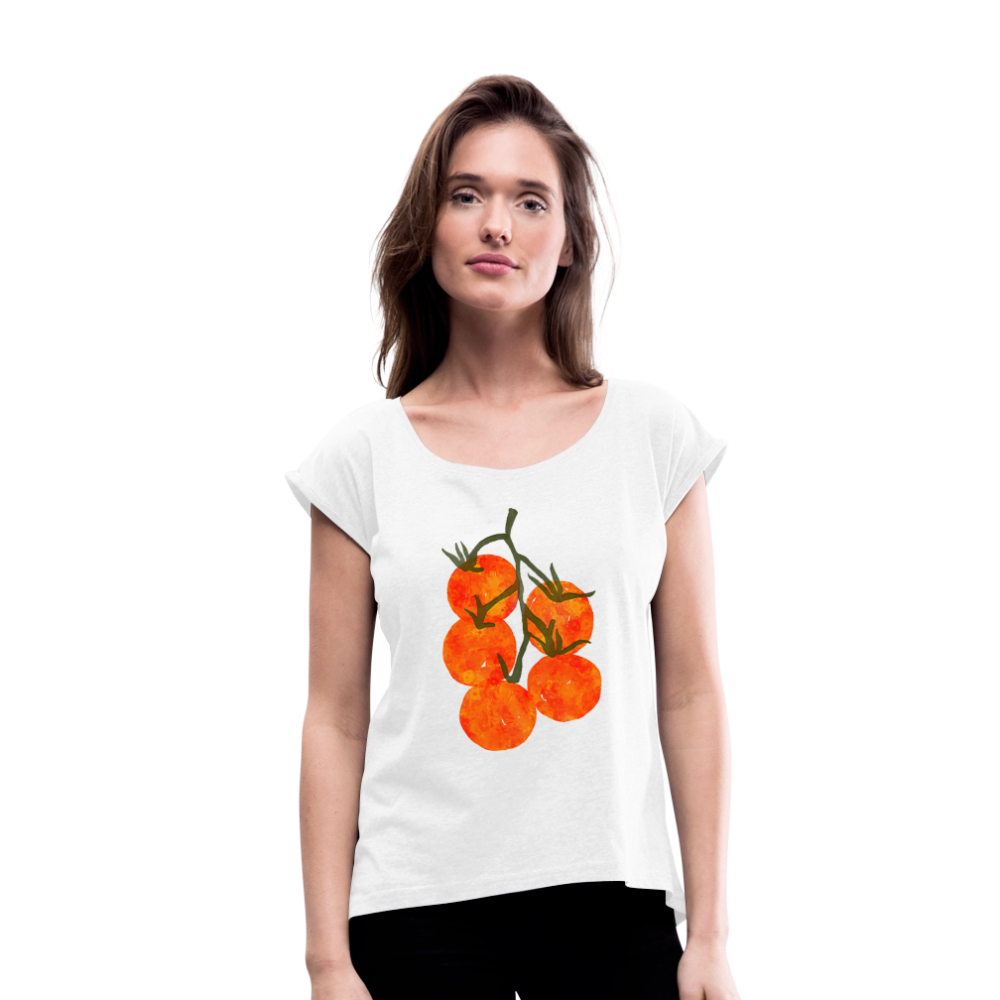 Frauen T-Shirt mit gerollten Ärmeln - “I Pomodori” - Weiß