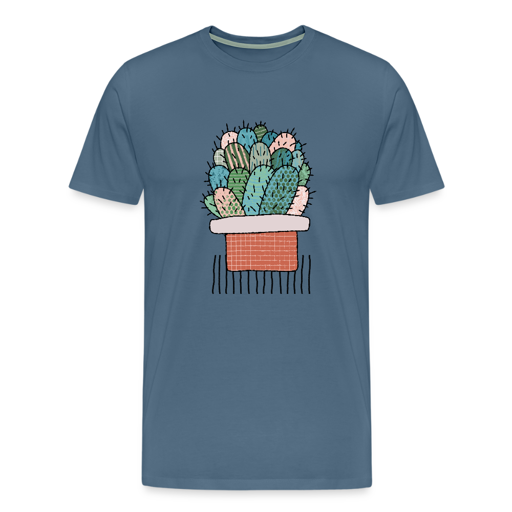 Männer Premium T-Shirt - "Kaktus in Terracotta" - Blaugrau