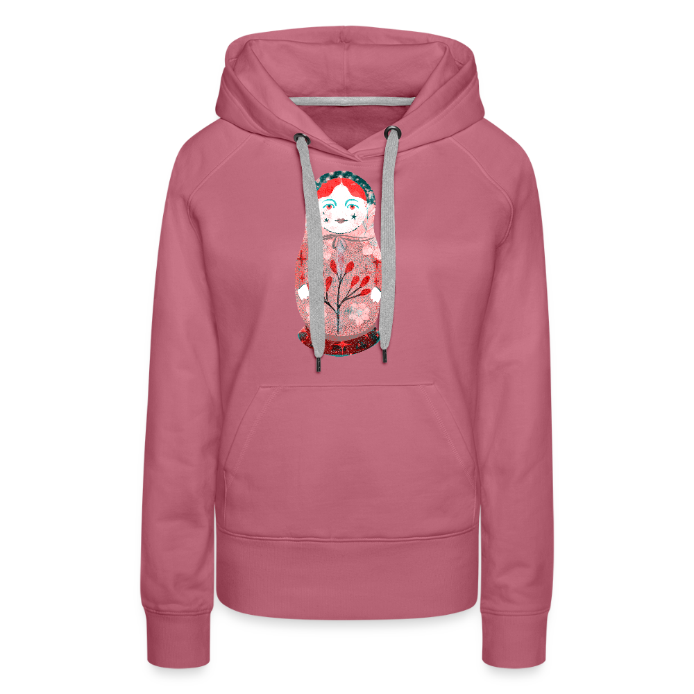 Frauen Premium Hoodie - “Retroprint Matroschka in Rot” - Malve