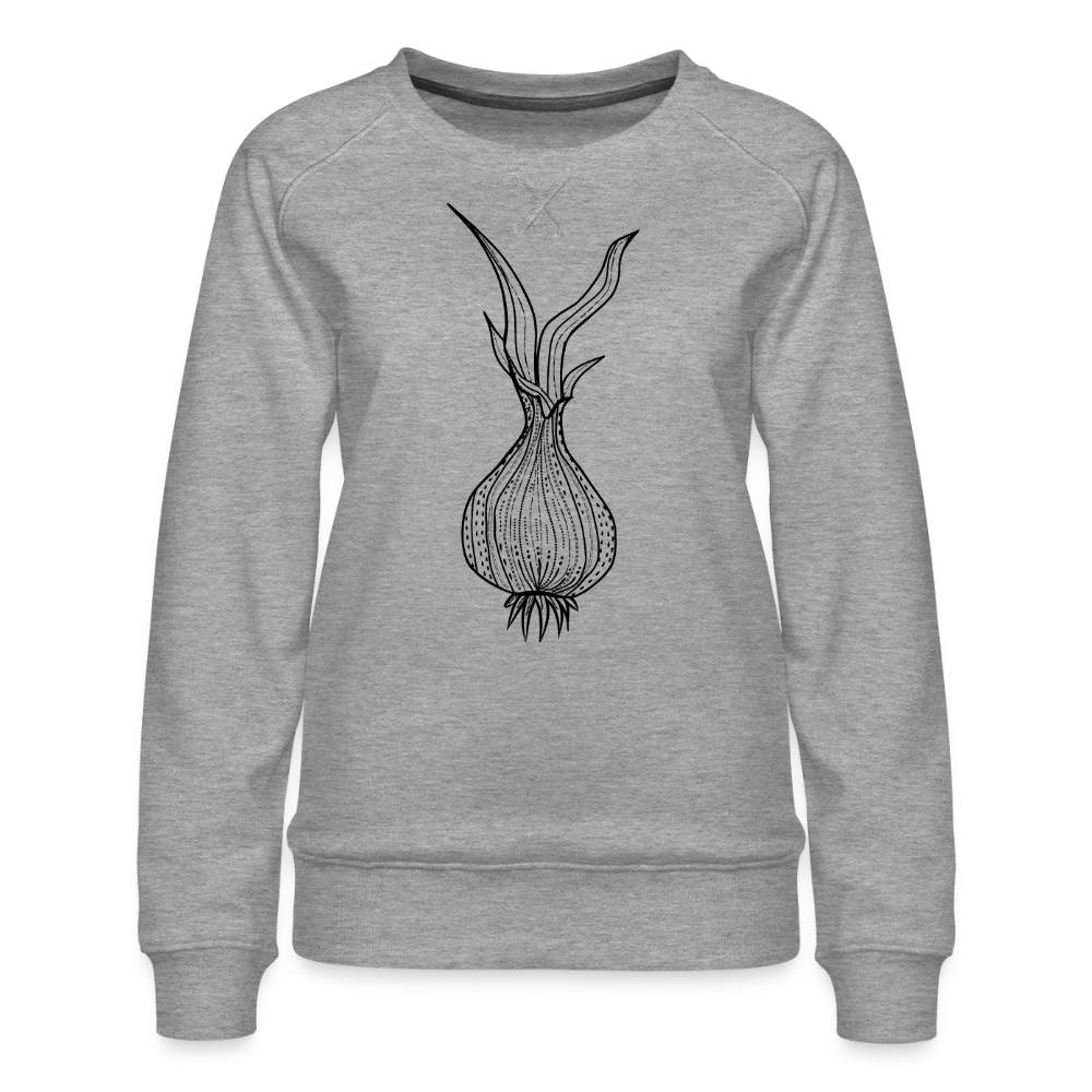 Frauen Premium Pullover "Doodle Zwiebel" - Grau meliert